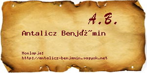 Antalicz Benjámin névjegykártya