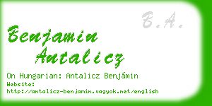benjamin antalicz business card